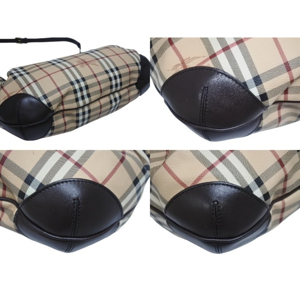 BURBERRY Nova Check Handbag Beige Tan Brown Leather Shoulder Bag - Picture 6 of 8